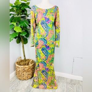 Vintage Kiyomi Liberty House Hawaiian MuuMuu Floral Paisley Maxi Dress